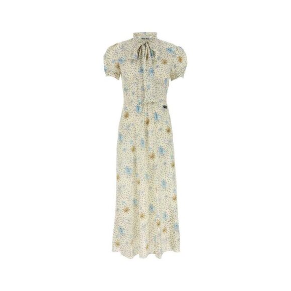 MIU MIU Floral Print Puff Sleeve Midi Dress Women FLORAL Dresses
